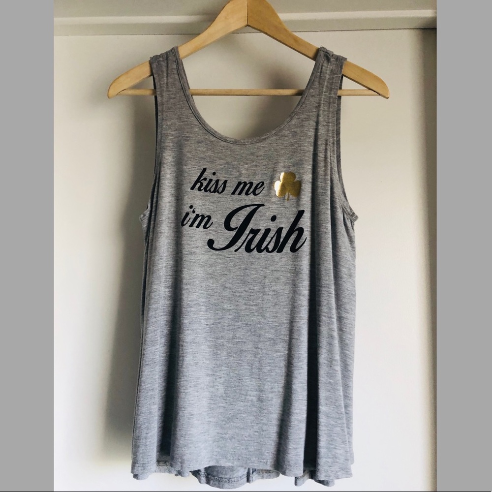 Rebel Sugar Gray ‘Kiss Me I’m Irish’ Women’s Tank